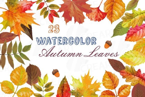 Autumn Leaves Watercolor Template Art