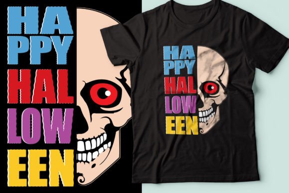 HALLOWEEN SKULL T-SHIRT DESIGN Graphics for Print Templates