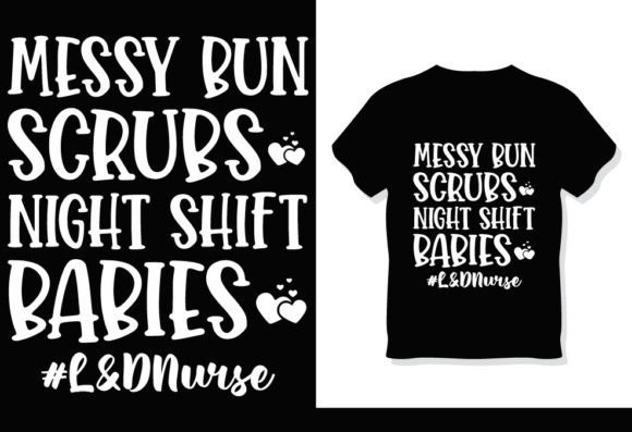 Messy Bun Scrubs Graphics for Print Templates