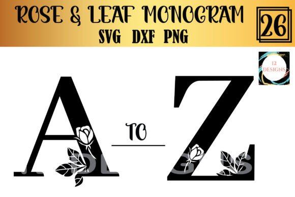 Rose and Leaf Monogram Bundle Graphics