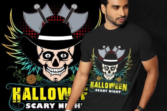 Skull T-Shirt Design for Halloween Graphics