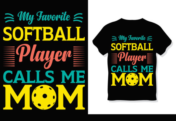 Softball Mom T-Shirt Design Graphics for Print Templates