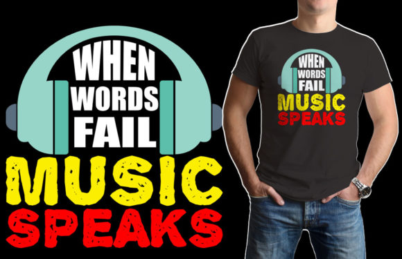 Typography Musical T-Shirt Sublimation Graphics for Print Templates