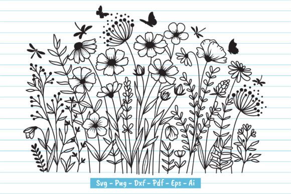 Wildflower Blooms Graphics for Print Templates
